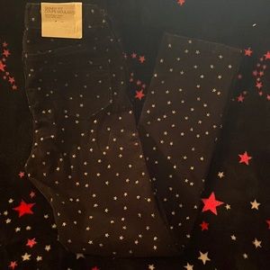H&M girls skinny fit black and silver star corduroy jeggings